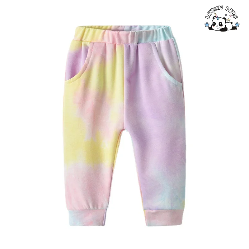 LEZONKIDS - Customizable Winter Autumn Trendy Fashion Tie Dye Hoodie and Joggers Set Tracksuit Kids Girl Fall Clothing